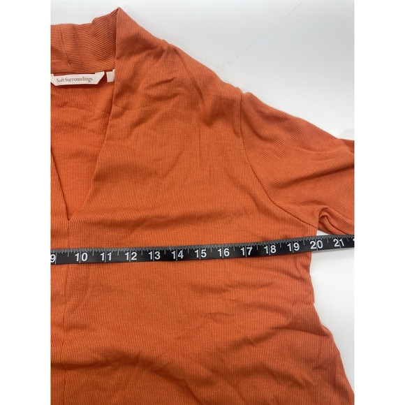 Soft Surroundings Womens Sz L Petite V-Neck Orange Shirt Blouse Pima Cotton Top - Picture 6 of 6